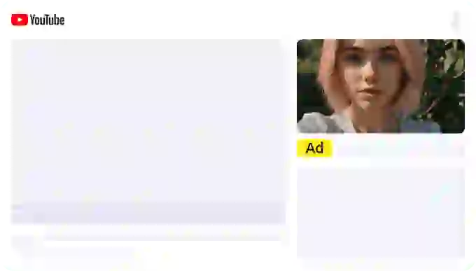The image shows an example of ad placement on YouTube. On the right side of the video, there is an ad block labeled "Ad" with an arrow and the text "Your video will be here."